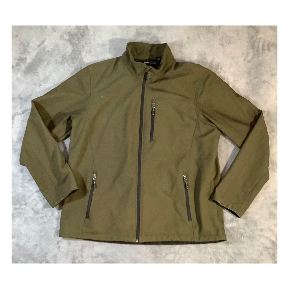 Swiss Tech‎ Men's Size L Olive Green Softshell Jacket Fleece Lined Full Zip
